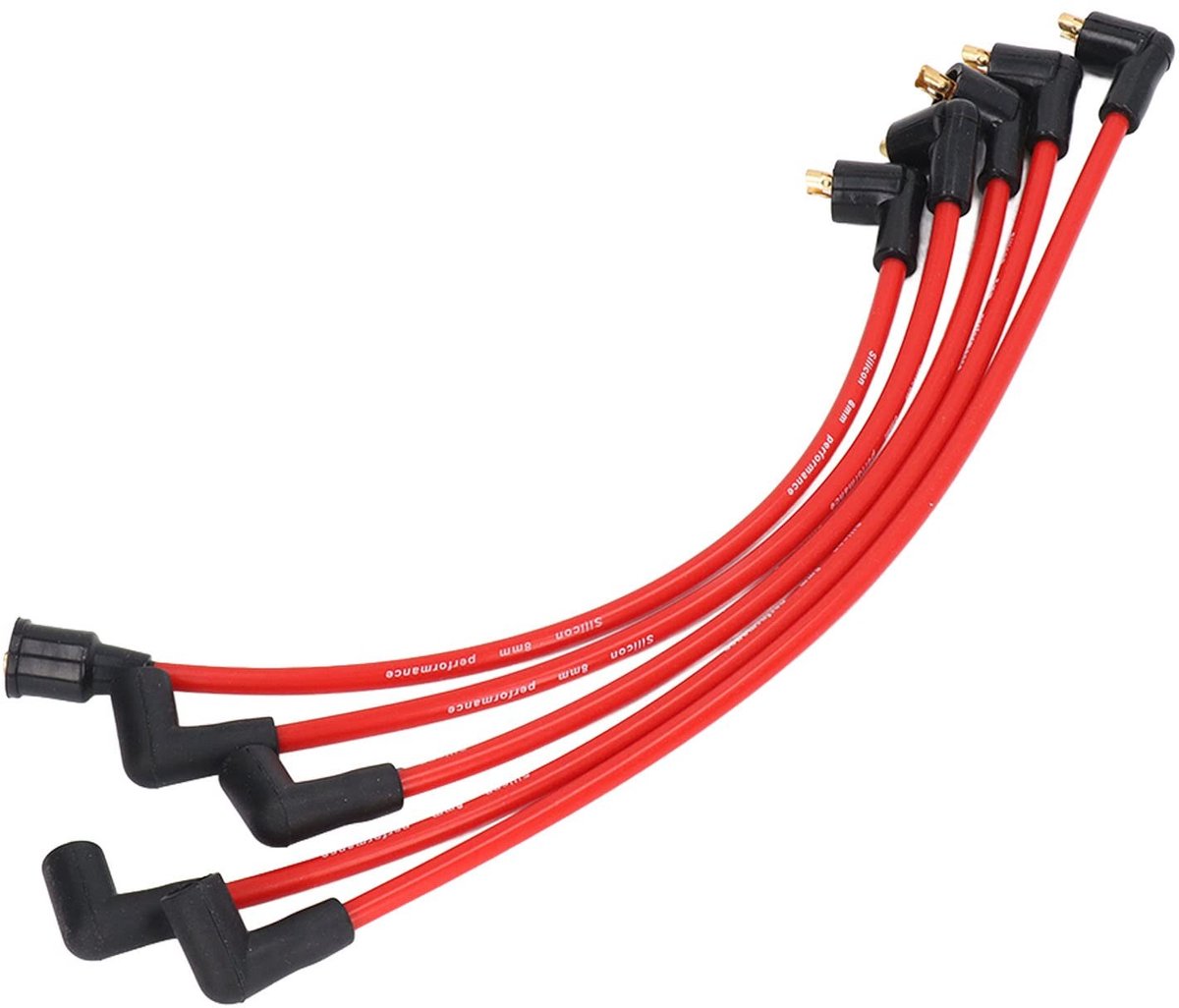Vt products - Bougiekabels - 5 stuks 8 mm - Hoogwaardige kwaliteit - Rode siliconen - Vervangende ontstekingsonderdelen - Geschikt voor 1800cc model..