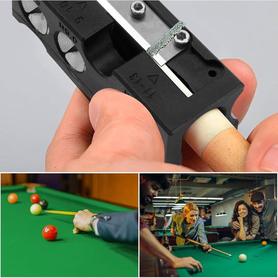 8-in-1 Billiard Cue Repair Tool - Multifunctionele Billiard Tip Tool - Accessoires voor Billiard Cue Trimmer Burnisher Shaper Tapper Zwart — afbeelding 3