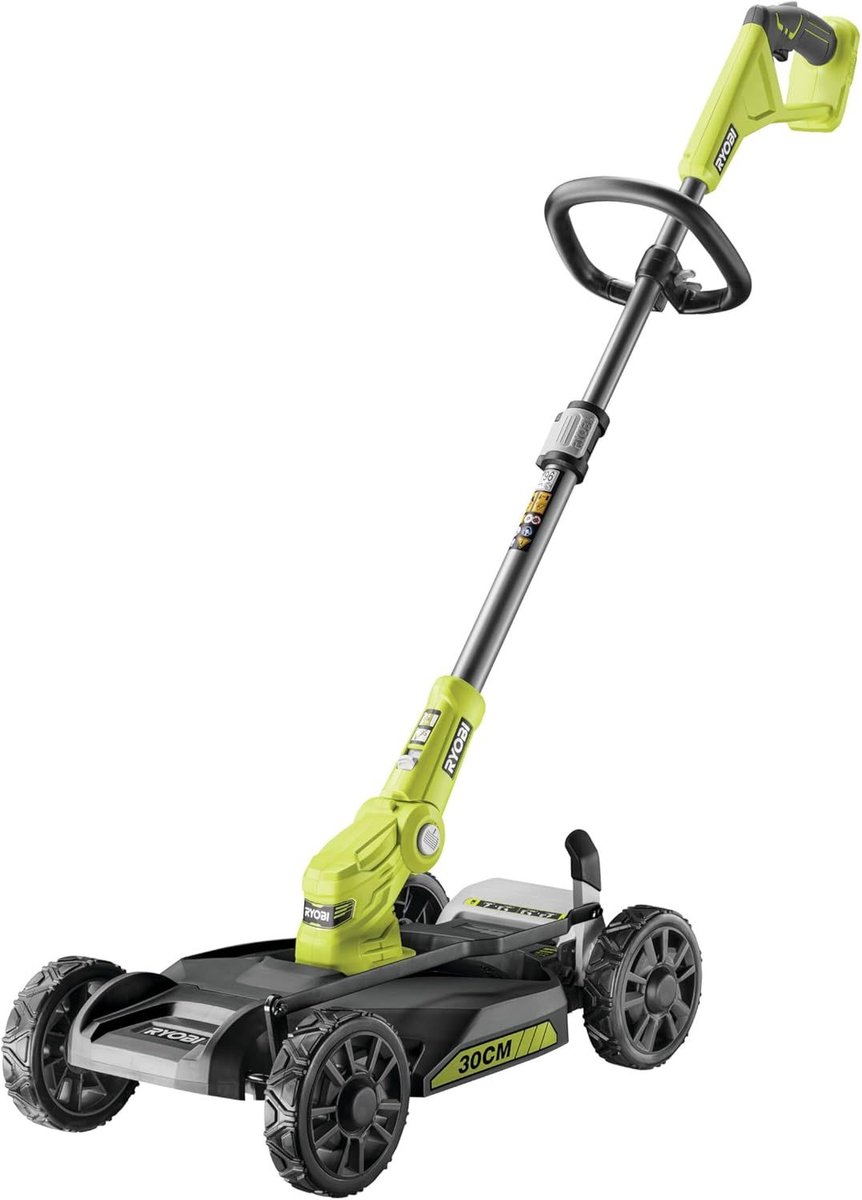 RYOBI 18V ONE+ Draadloze Stadsgrasmaaier RY18LMC30A-0 – 30 cm maaibreedte, exclusief accu en lader, 3-in-1 functie voor trimmen, maaien en kanten maaien