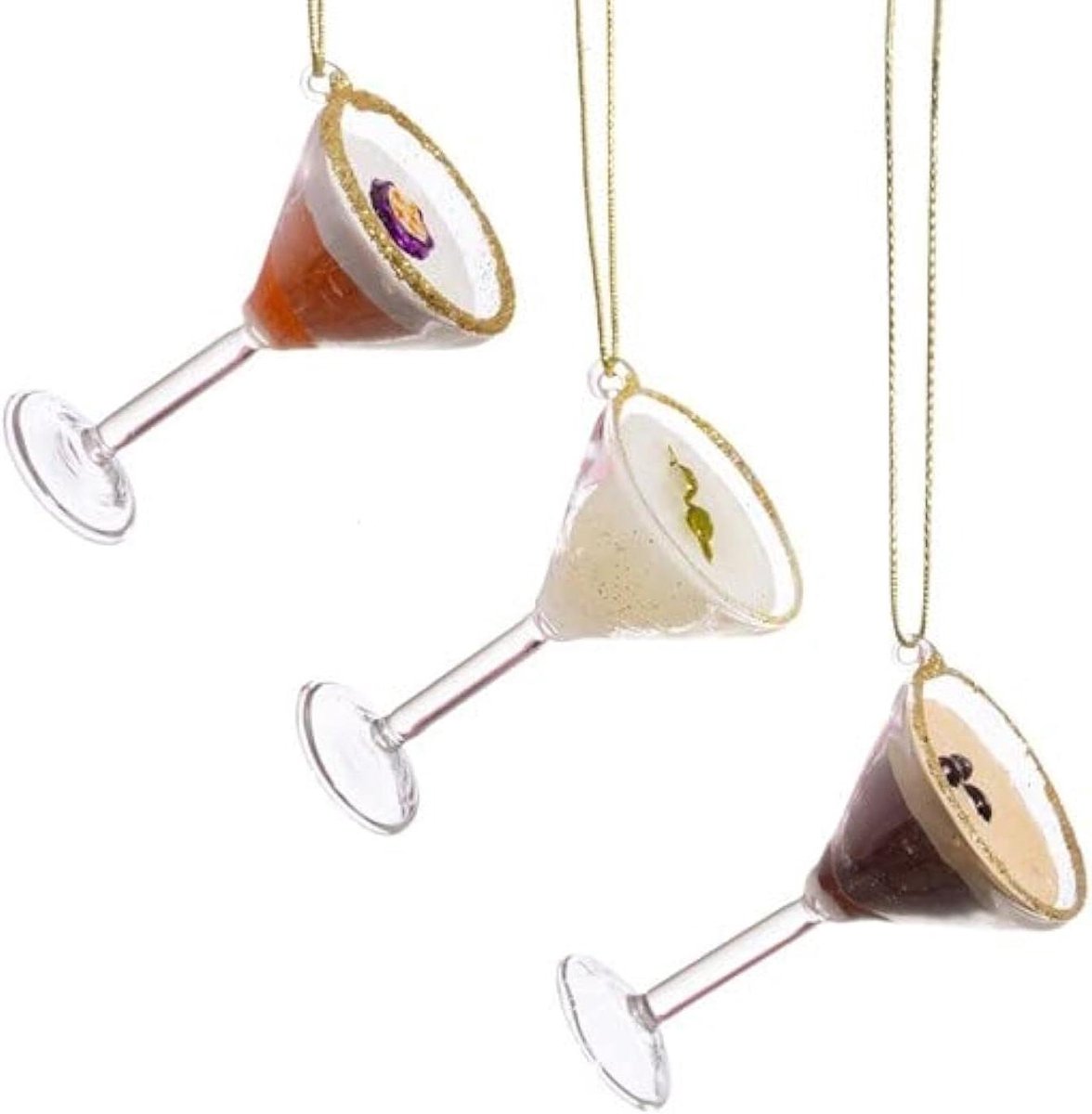 Cocktail Kerstballen - Martini Ballen - Kerstboom Versieren - Set van drie - 3 stuks - Meerkleurig
