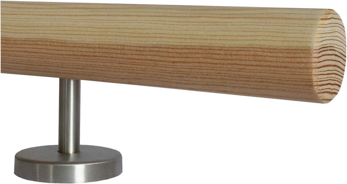 Lariks Houten Leuning - Buiten Leuning - Veilig Traplopen - Roestvrij Staal Houders - Ø 42 mm - Natuurlijk