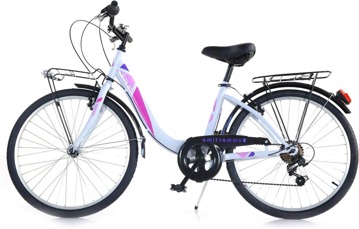 Meisjesfiets - Kinderfiets Stadsfiets - Dagelijks Gebruik - V-brakes voor - 24 inch - Wit