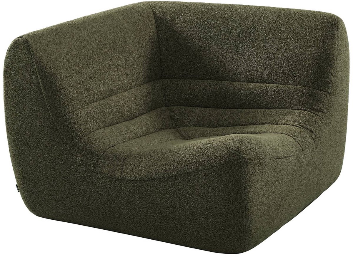 sweeek Hoekfauteuil met getextureerde bouclé stof 1-zits - sokol Kaki