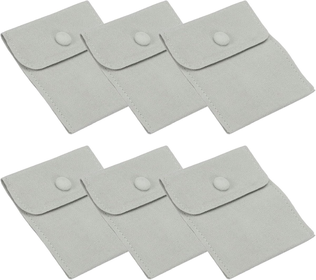9x4 inch Jewelry Pouch - 6 Pcs Soft Velvet Pouches - Push Button Portable Storage voor Ringen - Kettingen - Armbanden - Oorbellen - Horloges - Grijs