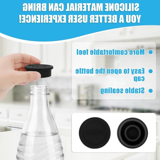 Herbruikbare siliconen dop voor frisdrankflessen - 2 stuks, geschikt voor glazen flessen en Sodastream, ideaal voor water en dranken — afbeelding 2