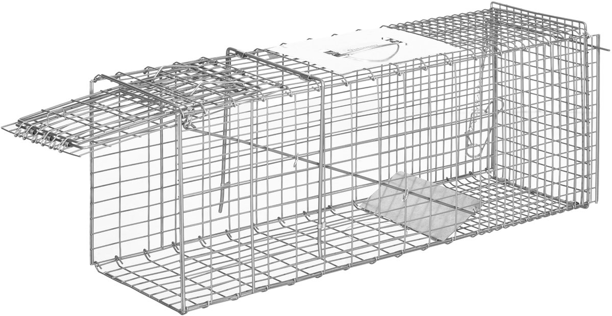Killogood Vouwbare vangkooi voor kleine dieren zoals ratten en muizen - 2 deuren handgreep 81 x 26 x 34.5 cm staal grijs