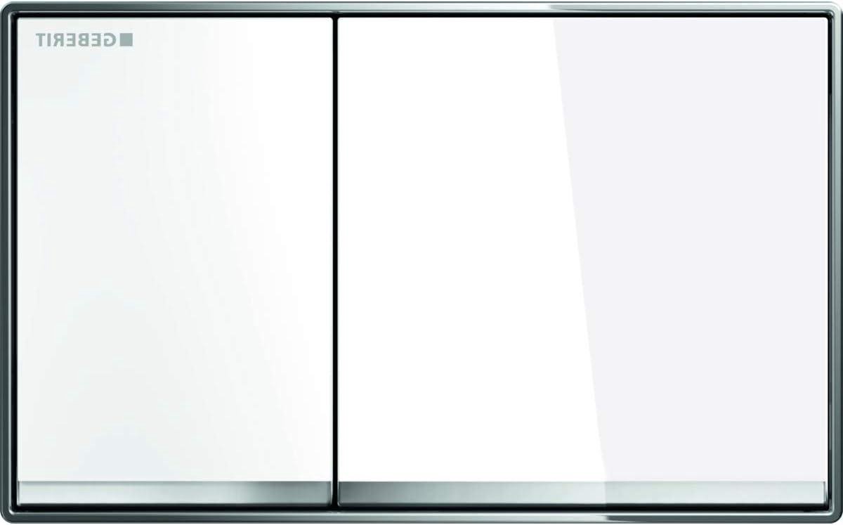 Afdekplaat OMEGA 60 - Spoelplaat Glas - Toilet Bediening - Dubbele Spoeling - Rechthoekig - Wit
