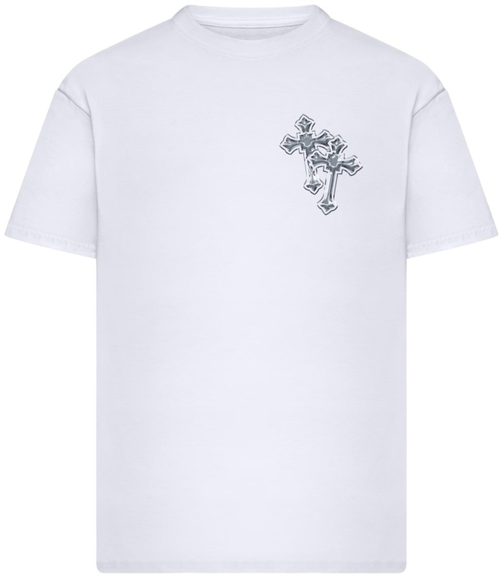 Mister Tee Six Crosses Oversize Heren Tshirt XS Wit