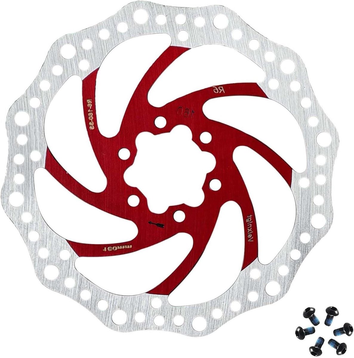 Fietsremrotor - Schijfrem rotor - Veilig Fietsen - Hoogwaardig roestvrij staal - 180mm diameter - Rood