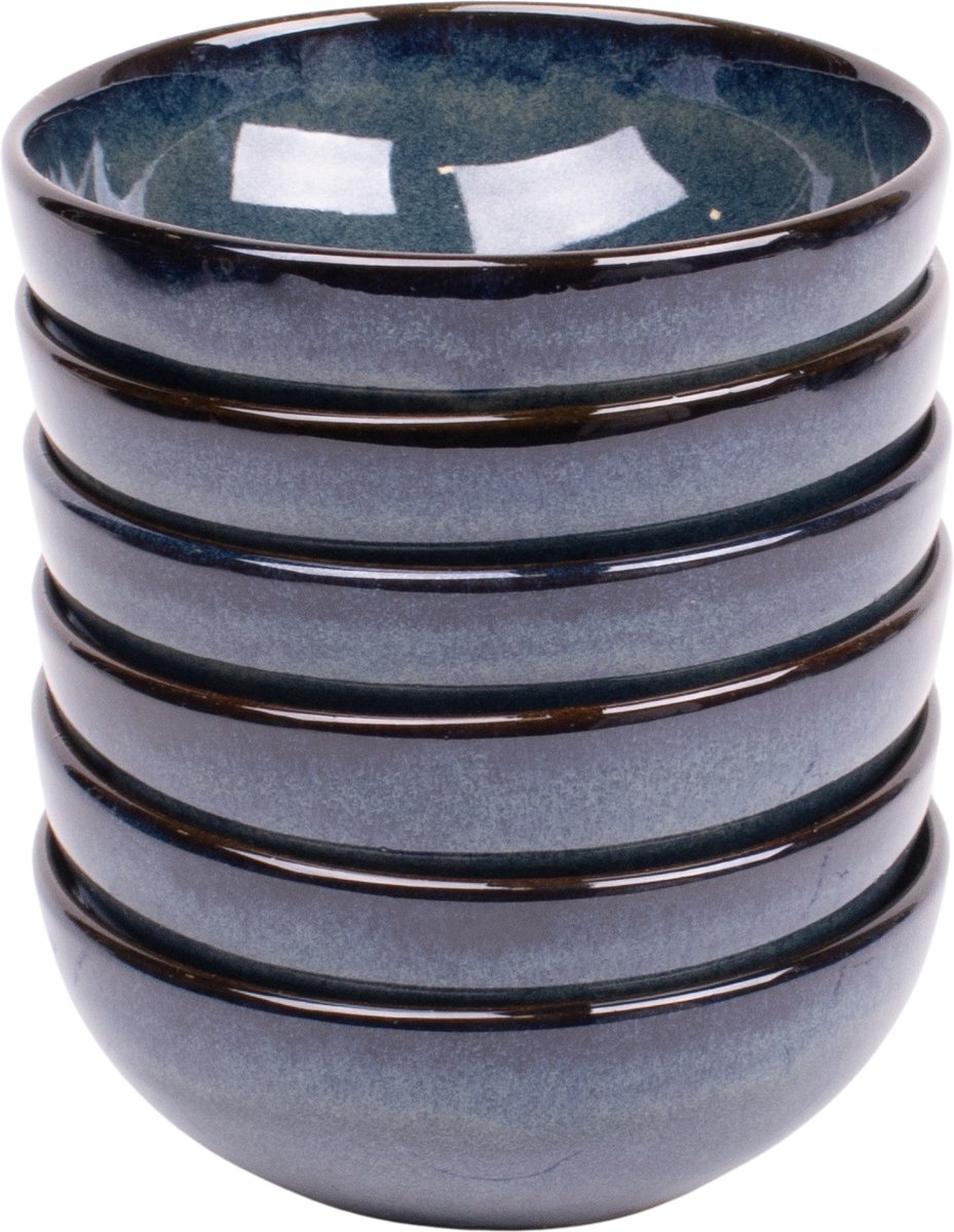 Set van 6 schaaltjes - 15,5 cm - Faro - blauw - Portugees stoneware