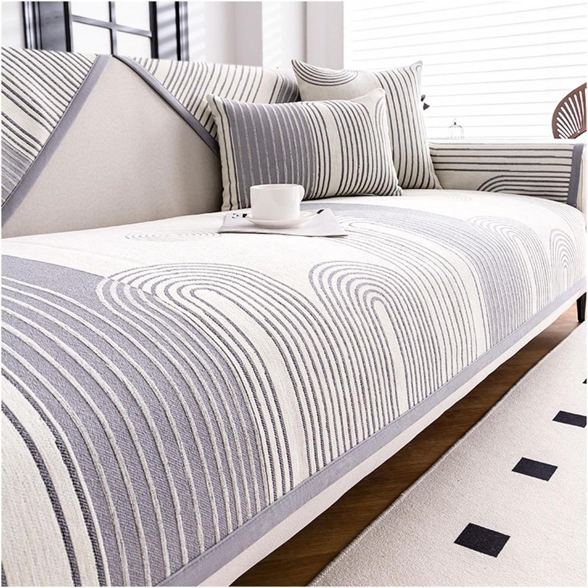 Bankbeschermer Antislip - Huisdier Bankdeken - Bank Beschermen - Zacht Chenille Materiaal - 90 x 90 cm - Grijs