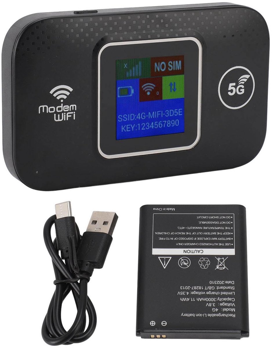 aladdien - Draagbare WiFi-router - 4G Hotspot - Hoge Snelheid - Compact - Maximaal 10 apparaten - Ideaal voor op Reis - 300 Mbps
