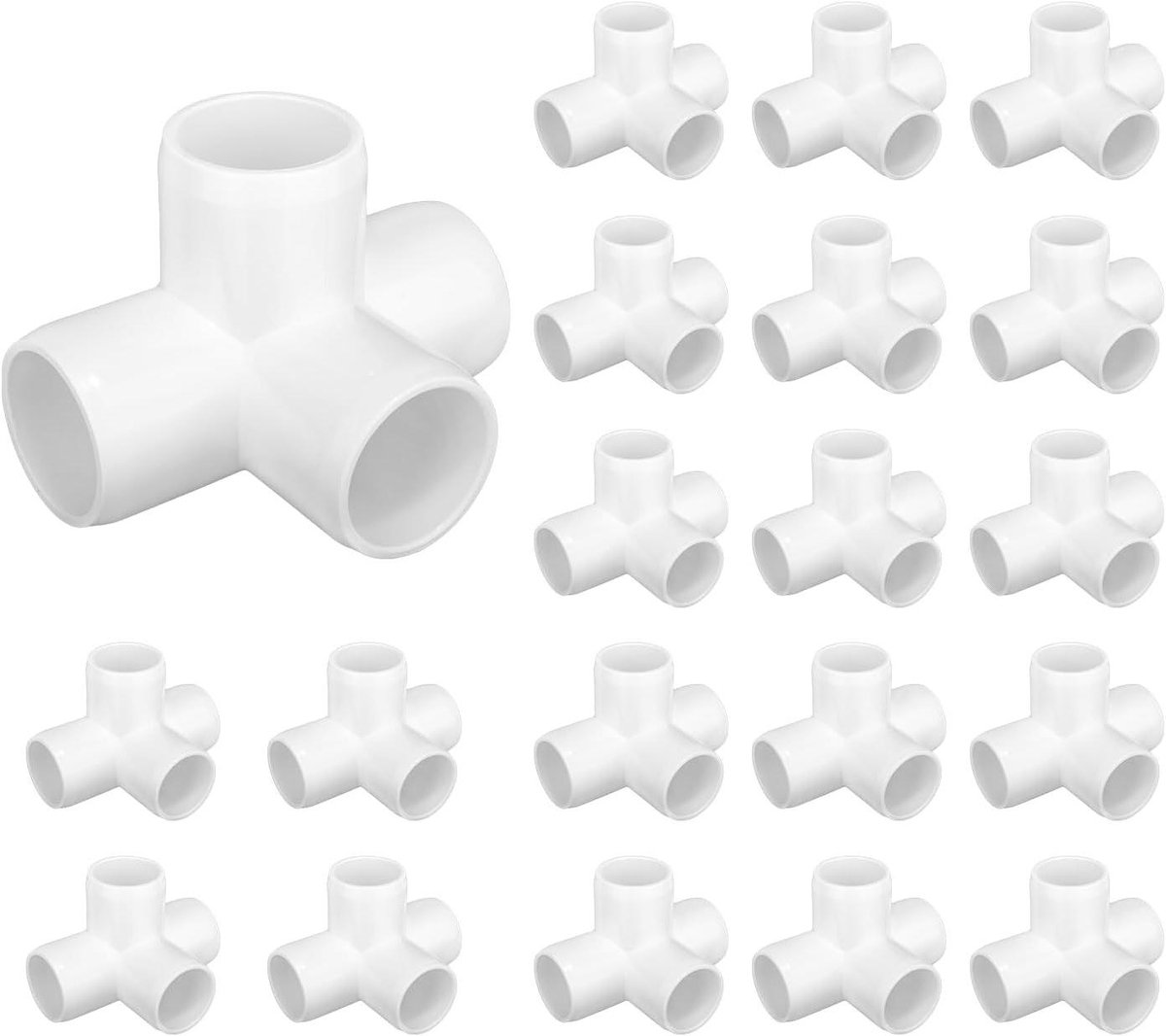 PVC Fittingen - T-stukken Connectoren - Doe-het-zelf Constructies - Meubelkwaliteit Afwerking - 1/2 Inch 20 Stuks - Wit