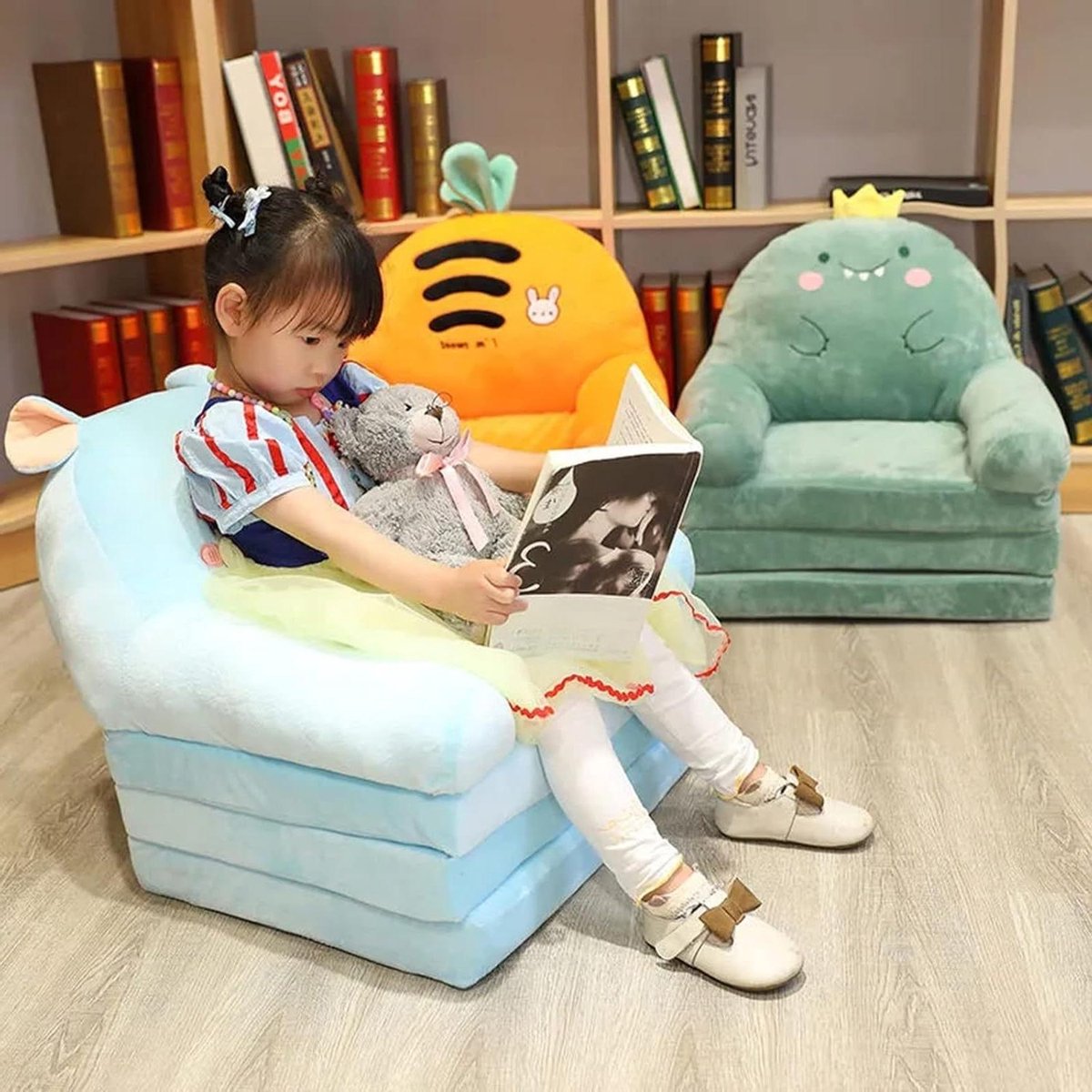 Kinderbank Fauteuil Bed - Zitje Speelgoed - Ontspannen Spelen - 2 in 1 Klapbaar - 50x40x52cm - Cartoon