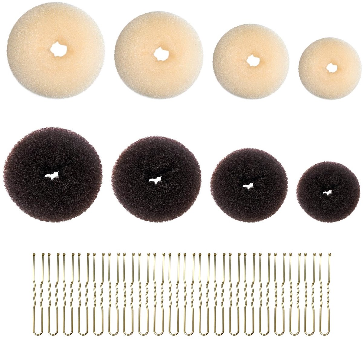 Dailygoods - Set van 8 Donut Haarclips met 20 U-vormige Clips