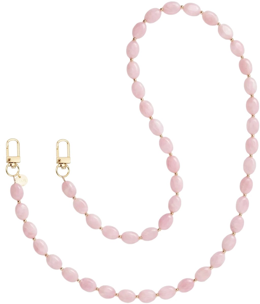 xoxo Wildhearts telefoonkoord - Ocean Blush - Lang Koord - Geschikt voor iPhone - Geschikt voor Samsung - Universeel - Phone cord - Telefoonketting - Koord voor telefoon - Telefoon hanger ketting - Parelketting - Roze