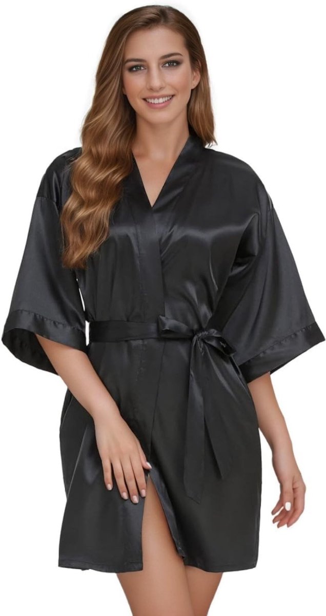 Dailygoods - Dailygoody - Satijnen kimono-badjas - Luxe ochtendjas - Korte mouwen - Ademend en comfortabel - Perfect voor loungewear - Ideaal voor spa en hotel