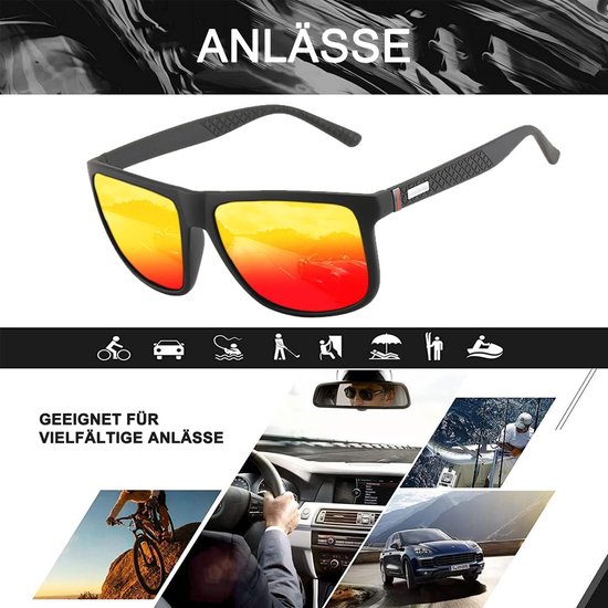 OKWISH Zonnebrillen - Modieuze Polarisatie Zonnebril Voor Dames En Heren, Lichtgewicht PC Frame, UV400 Bescherming, Rood van okwish — afbeelding 5