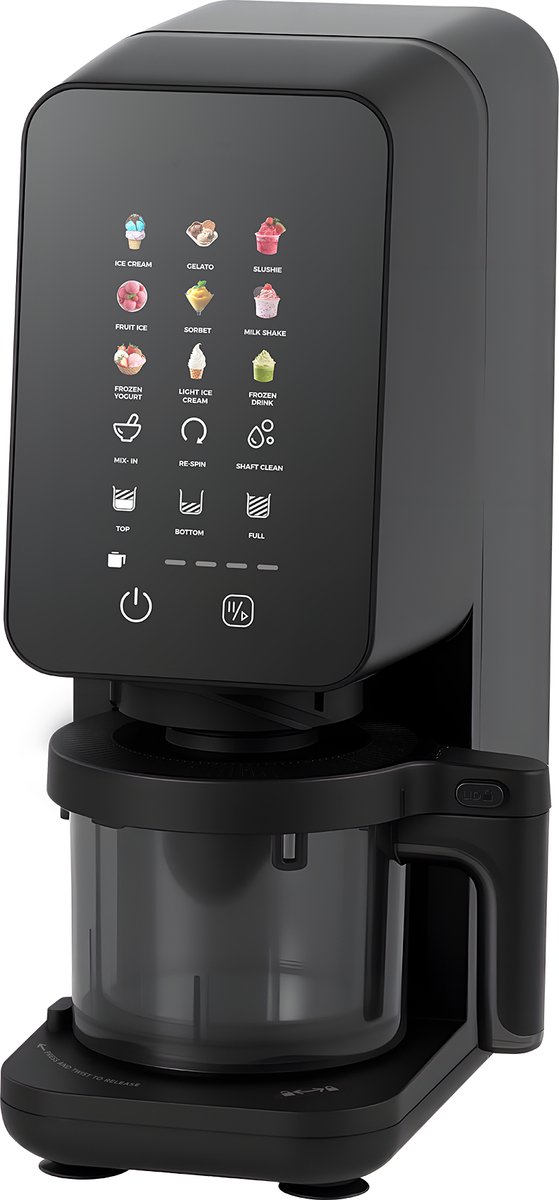 4Swiss IB026 FlurryKing - IJsmachine - Incl. 2 Extra Bekers - One-Touch Programma's - Gelato & Sorbet - BPA-vrij