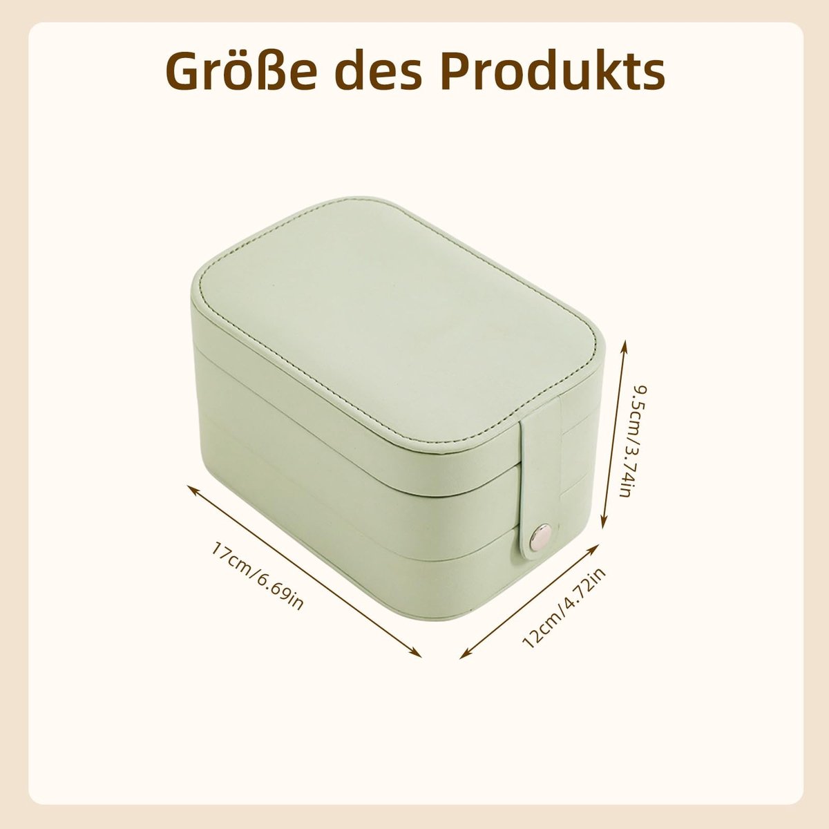 Dailygoods - Make-uptas met Verlichte Spiegel - Draagbare Organizer - Grote Capaciteit - Groen - 3 Kleuren LED Licht - Voor Dames - 3 Lagen