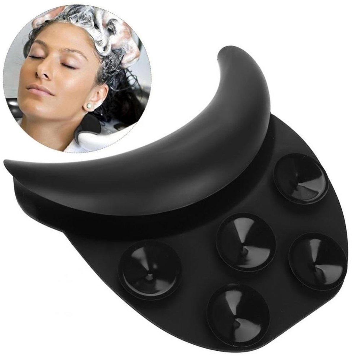 Dailygoods - Dailygoody - Salon nek kussen - Shampoo bowl nek steun - Siliconen kussen - Zwart - Haarwas kussen - Perfect voor salons - Modern design