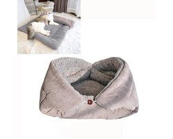 Winterwarm & knus bruin kattenhol – Zachte, met imitatiebont gevoerde en wasbare slaapzak voor huisdieren; ideaal voor de winter, binnengebruik en kittens.