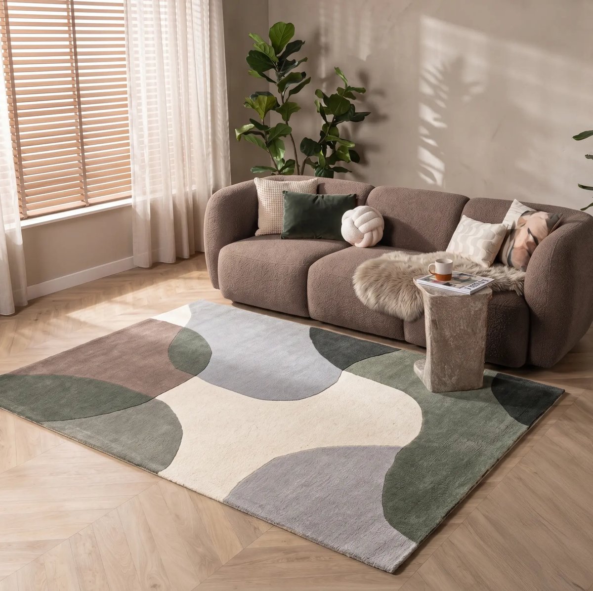 Art Weavers Wollen vloerkleed - Lunari Groen - Laagpolig Wol Tapijt - 240x340 cm