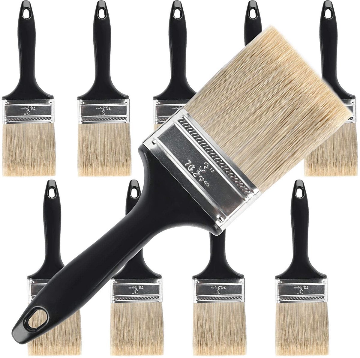 Dailygoods - Dailygoody - Verfkwasten Set - Professionele Penselen - 10 Stuks - 7,5 cm - Kunststof Handvat - Geschikt voor Doe-het-zelf Projecten - Zwart