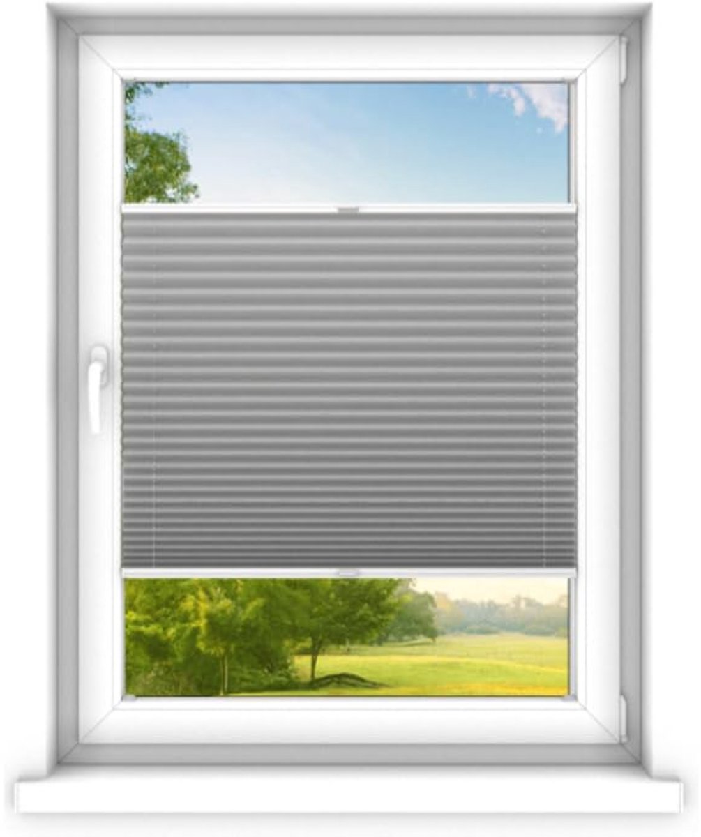 time4blinds - Plisségordijn zonder boren op maat gemaakt - Vouwgordijn - Plisségordijn privacy en zonwering - Eenvoudige installatie - Kant-en-klaar plisségordijn - 130x130 cm - Staal