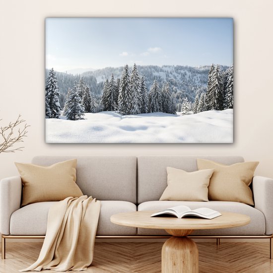 Tableau sur toile Paysage d'hiver enneigé par temps clair - 150x100 cm - Décoration murale