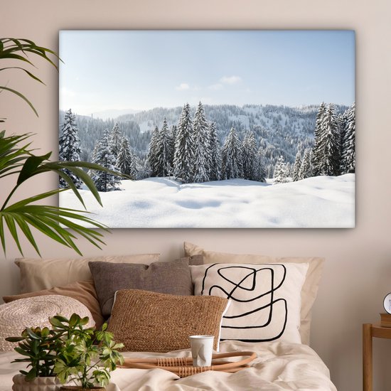 Tableau sur toile Paysage d'hiver enneigé par temps clair - 150x100 cm - Décoration murale