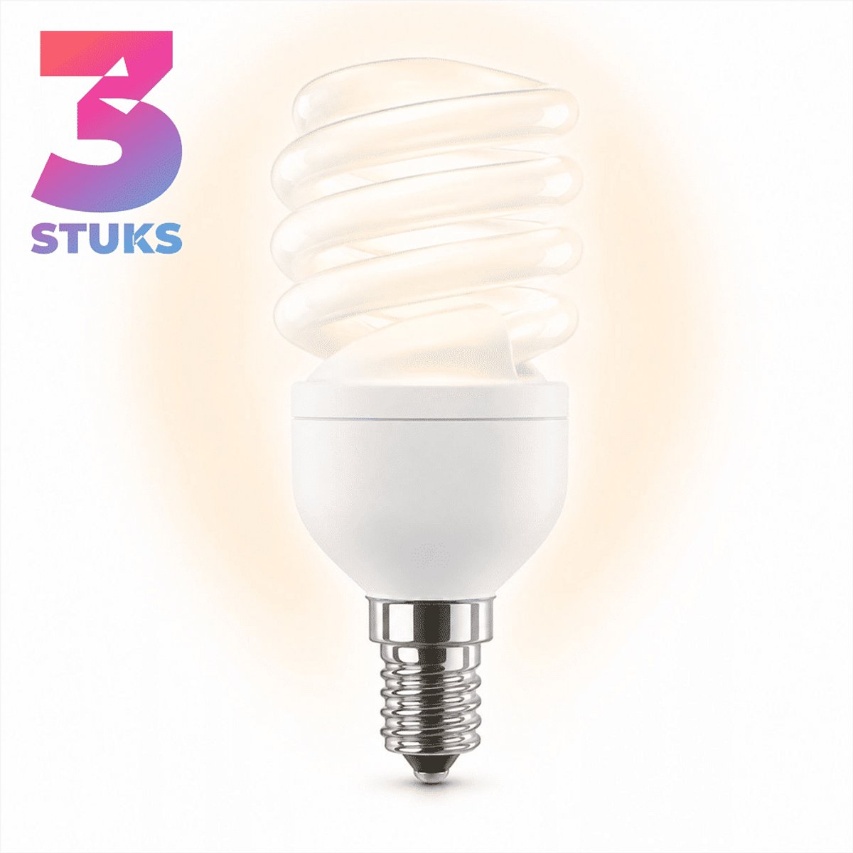 3x Spiraal Spaarlamp E14 - 13W - Daglicht (6400K) - 650 lm - 10 jaar - Niet Dimbaar