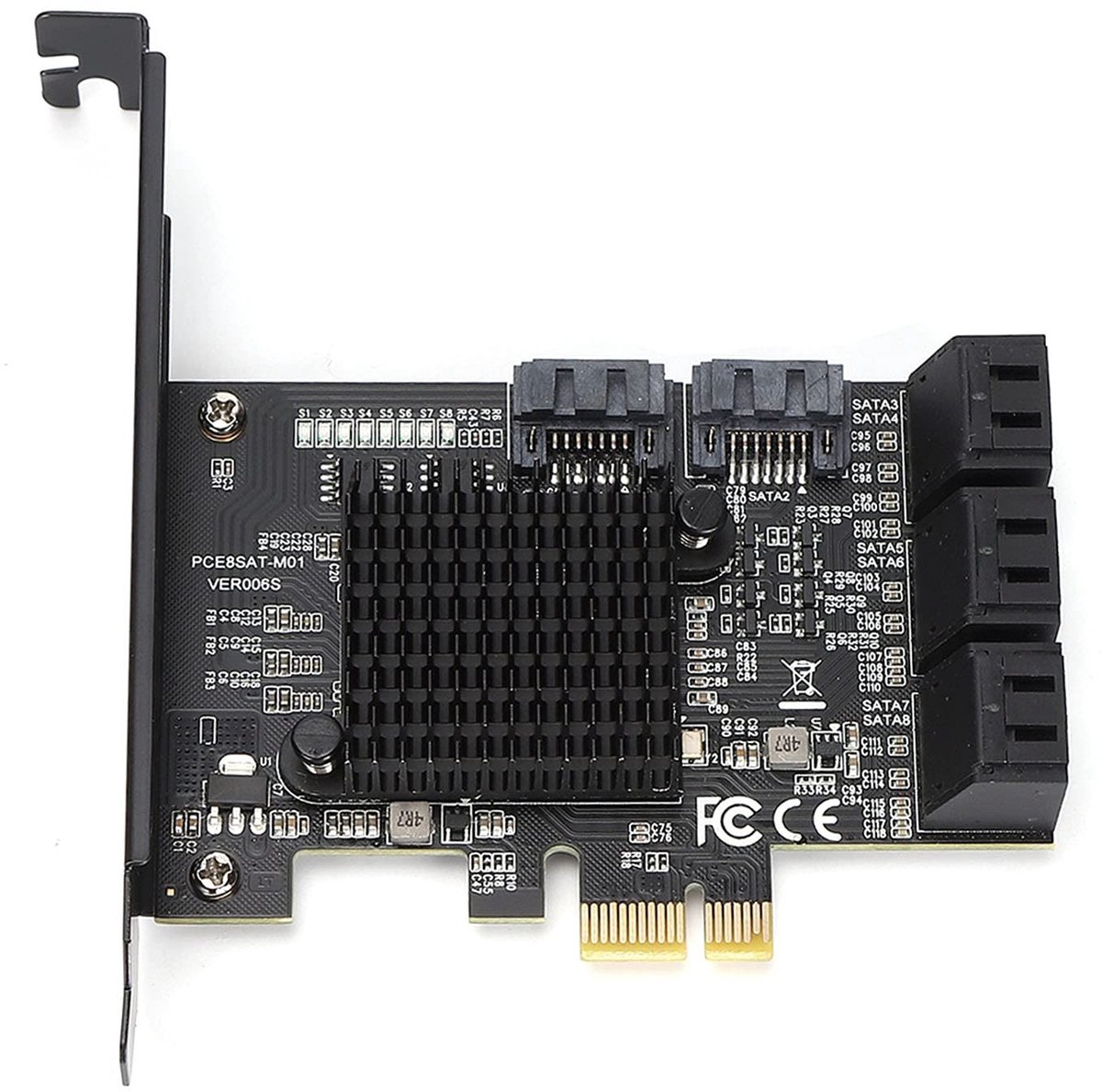 Dailygoody - Sata Controller - Pci E Naar Sata3.0 Controller Expansion Board - 8 Port Sata3.0 Interface-uitbreidingskaart - Voor computer - Voor snell