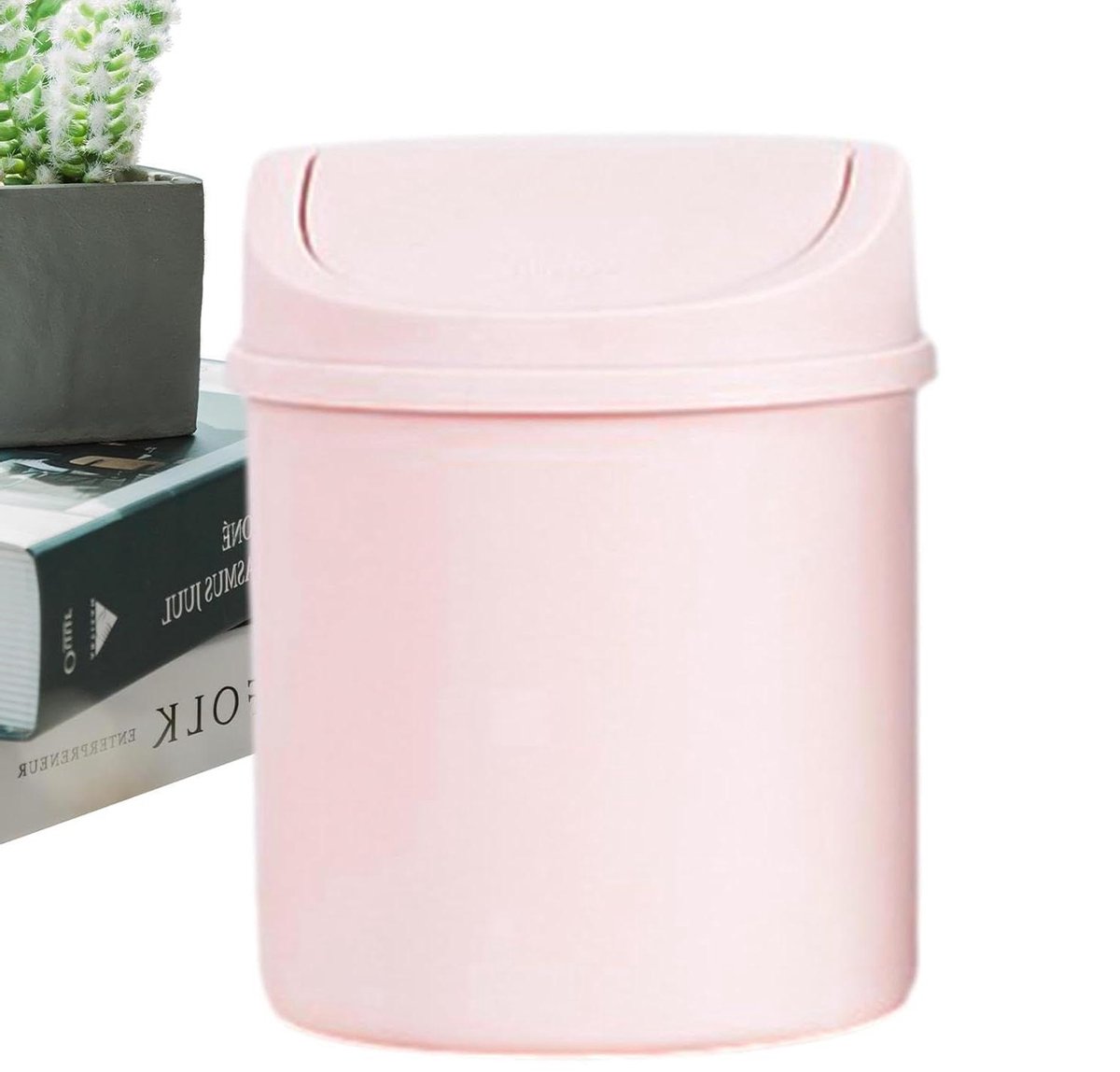 Mini Prullenbak - Bureau Afvalbak - Netheid Bureau - Geurwerend Klapdeksel - 16.5 cm - Roze
