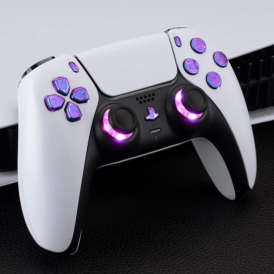 Verlichte Knoppen Controller - LED Knoppen Set - Gaming Personaliseren - 7 Kleuren 9 Modi - 10 g - Paars Blauw — afbeelding 2