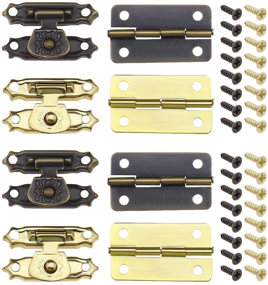 Dailygoody - Mini Scharnieren - Antieke Bronzen Hasp Klinken - Decoratieve Accessoires - Goud en Antiek Brons - Voor Sieraden Doos en Poppenhuis - Com