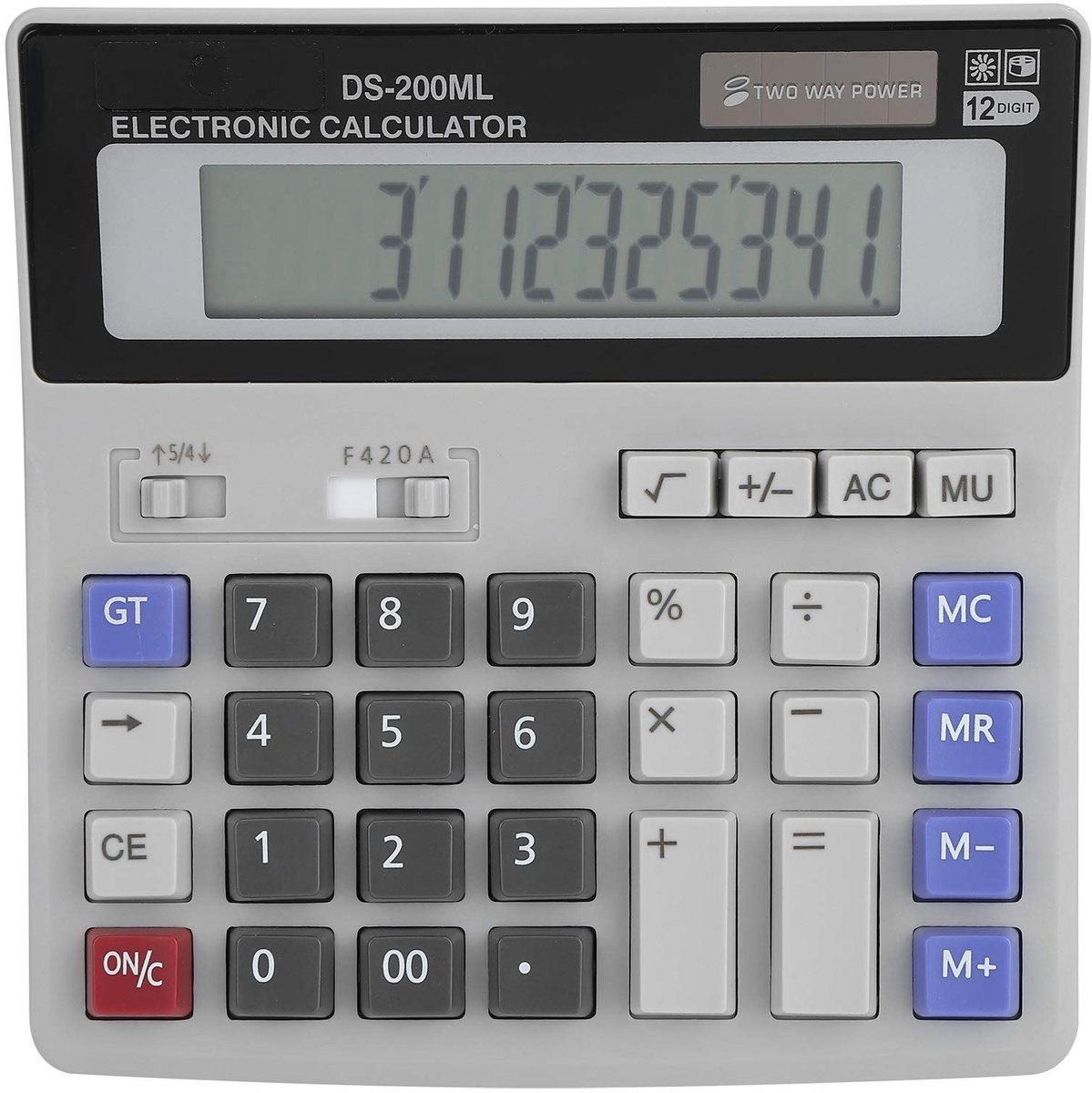 Dailygoody - Zonne-energie Rekenmachine - Handheld Desktop Calculator - Groot LCD Scherm - 12-cijferig - Praktisch voor Kantoor - Compact en Effi