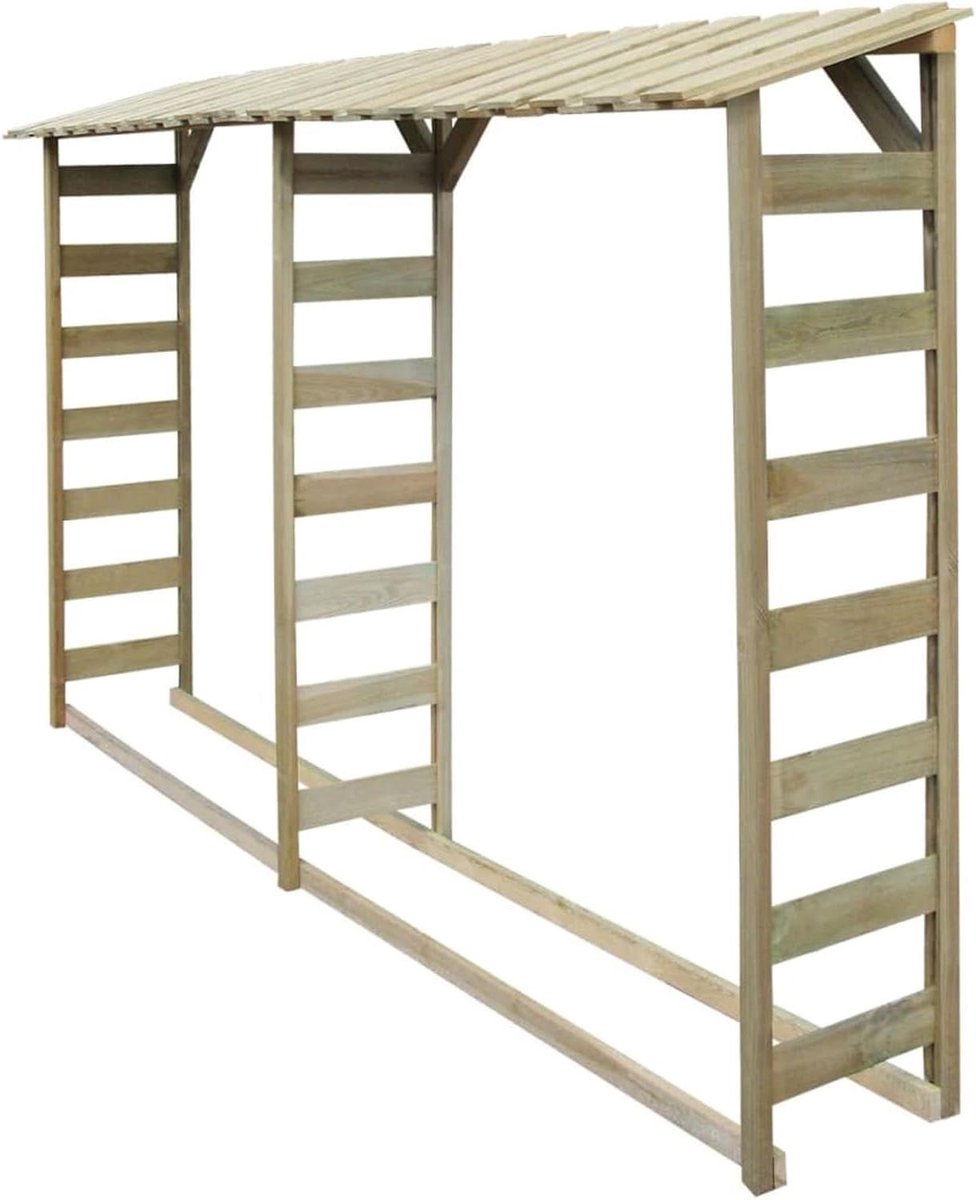 Houten Schuur - Houtopslag Depot - Brandhout Opslaan - Geïmpregneerd Grenenhout - 300 x 44 x 176 cm - Natuurlijk Hout