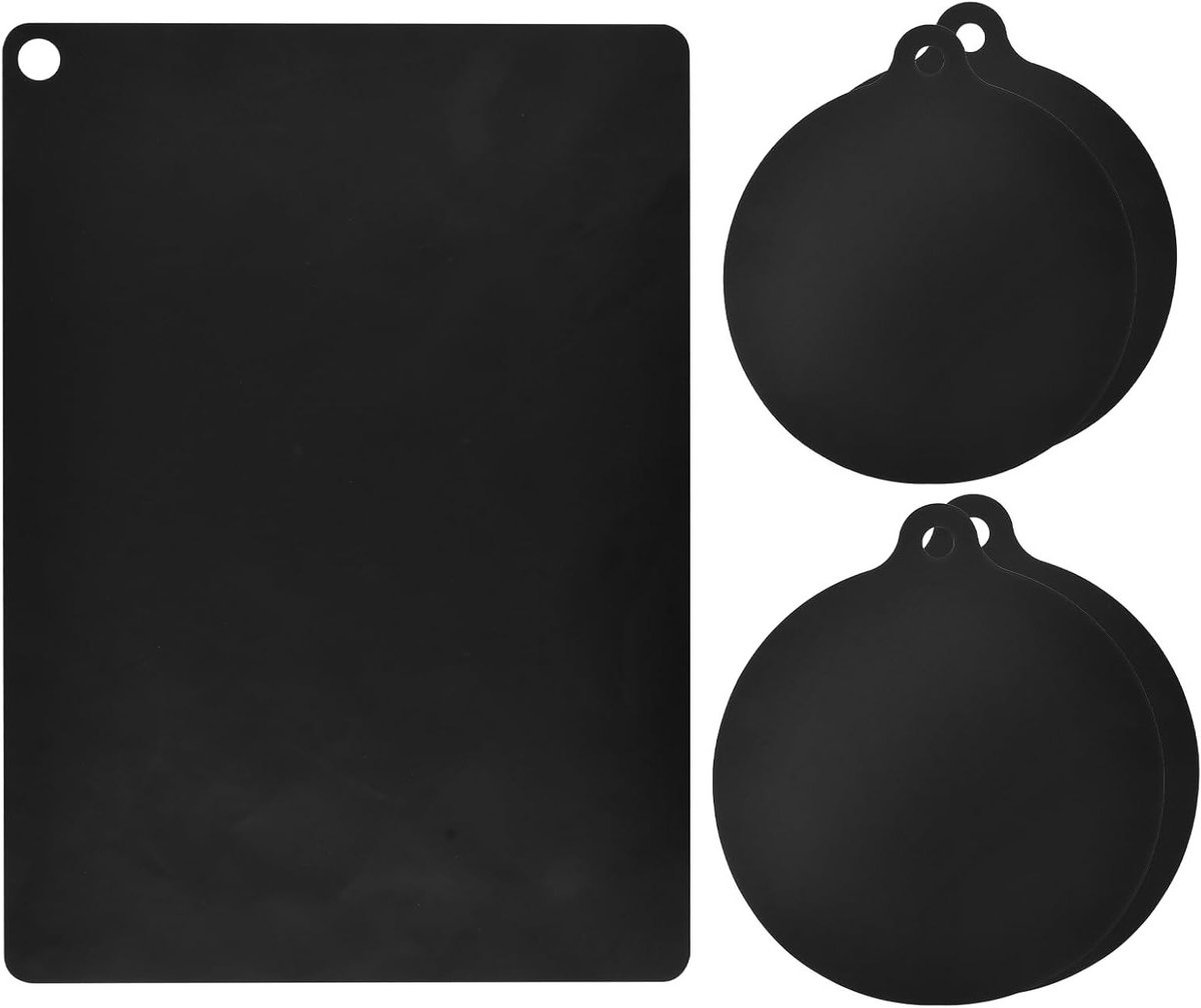 Inductiekookplaatbescherming set van 5, universeel, oliebestendig en krasbestendig, tot 240 °C, 22 cm, 24 cm, 35 x 25 cm, siliconen onderzetters voor kookplaat