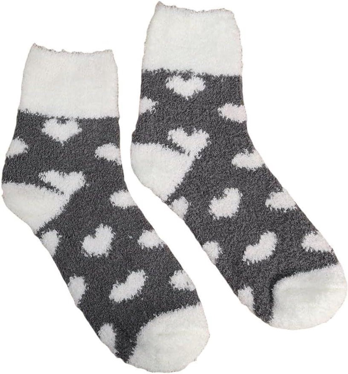 Fluffy Slipper Socks - Bed Sokken Dames - Warm Voeten Houden - Zacht Coral Velvet - One Size - Grijs