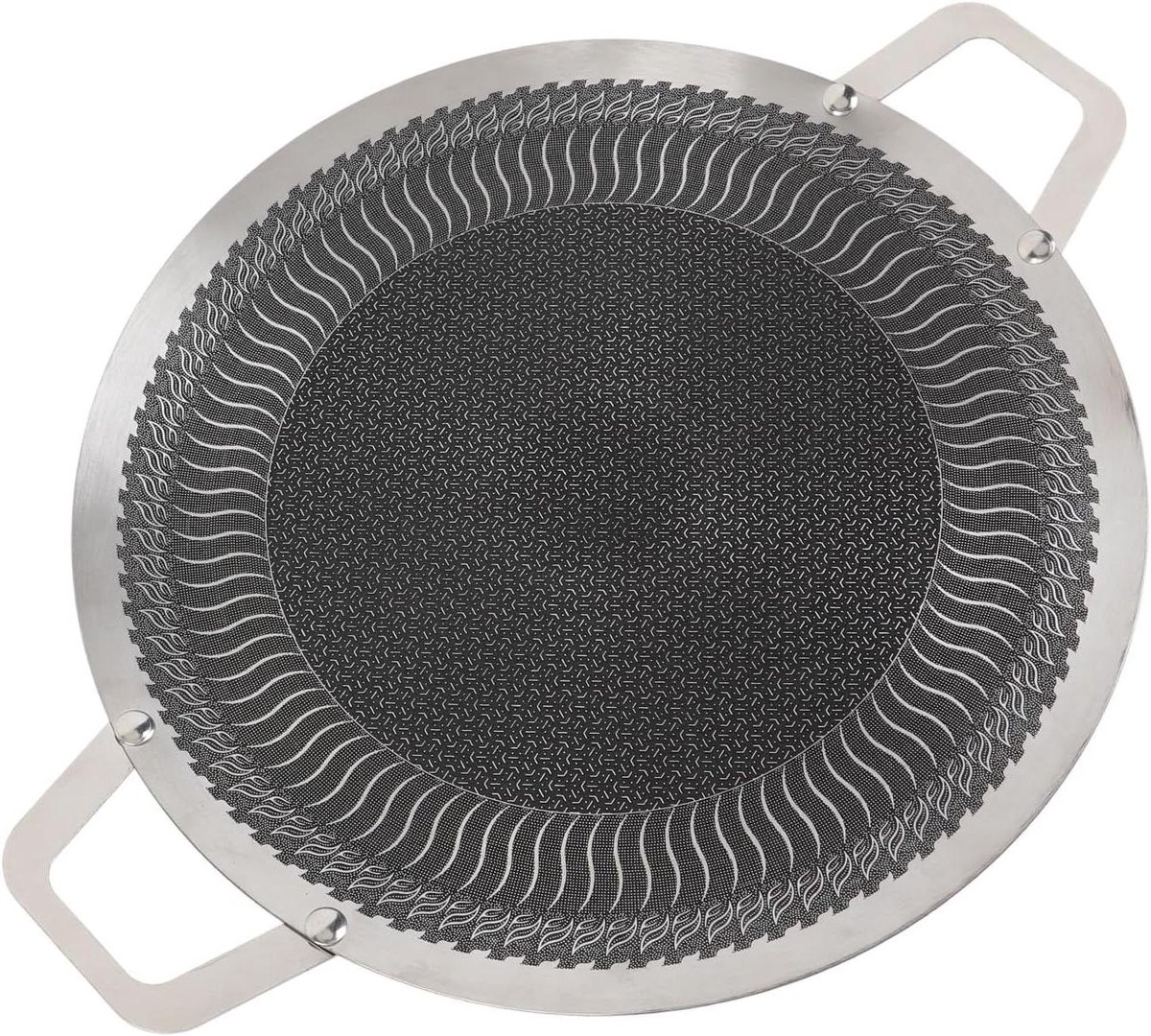 Ronde Grillpan - BBQ Bakplaat - Buiten Koken - Uniforme Warmteverdeling - 34cm - Zilver
