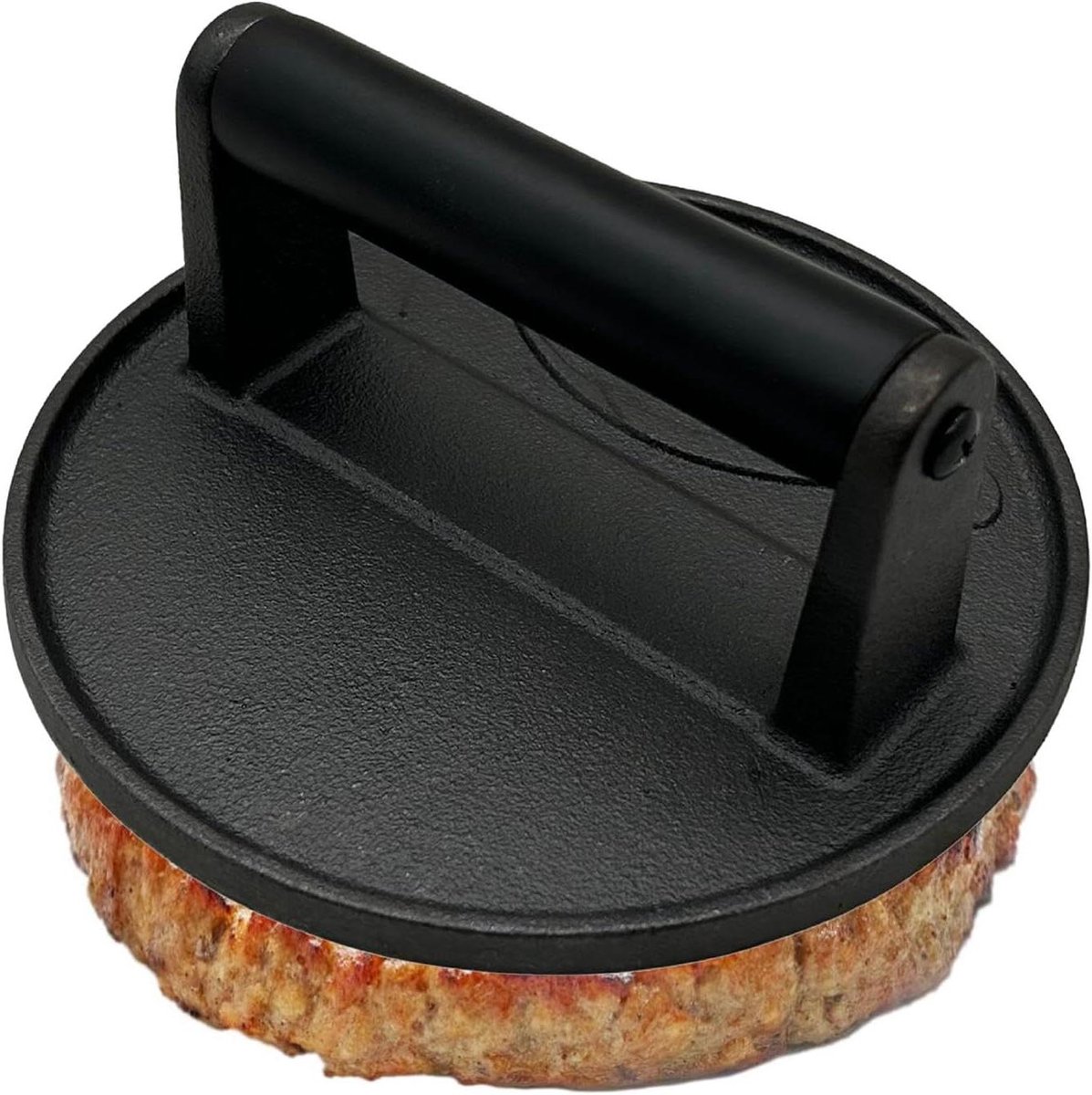Gietijzeren Grillpers - Vleesgewicht Smash Burger - Gelijkmatig Grillen - Hittebestendige Handgreep - 9.1 x 19 x 9.1 cm - Zwart