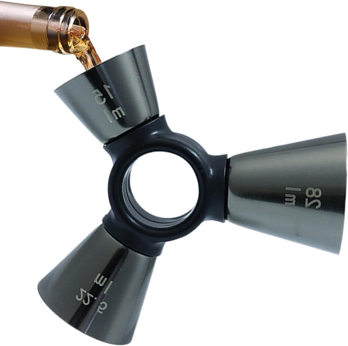 Cocktail Maatbeker - Bar Jigger - Cocktails Maken - Ergonomische Greep - 12.5 cm - Zwart