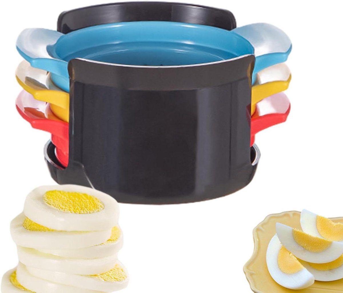 Eiersnijder - Voedselsnijder - Salades Maken - Drie Bloemvormen - 22.6cm - Zwart