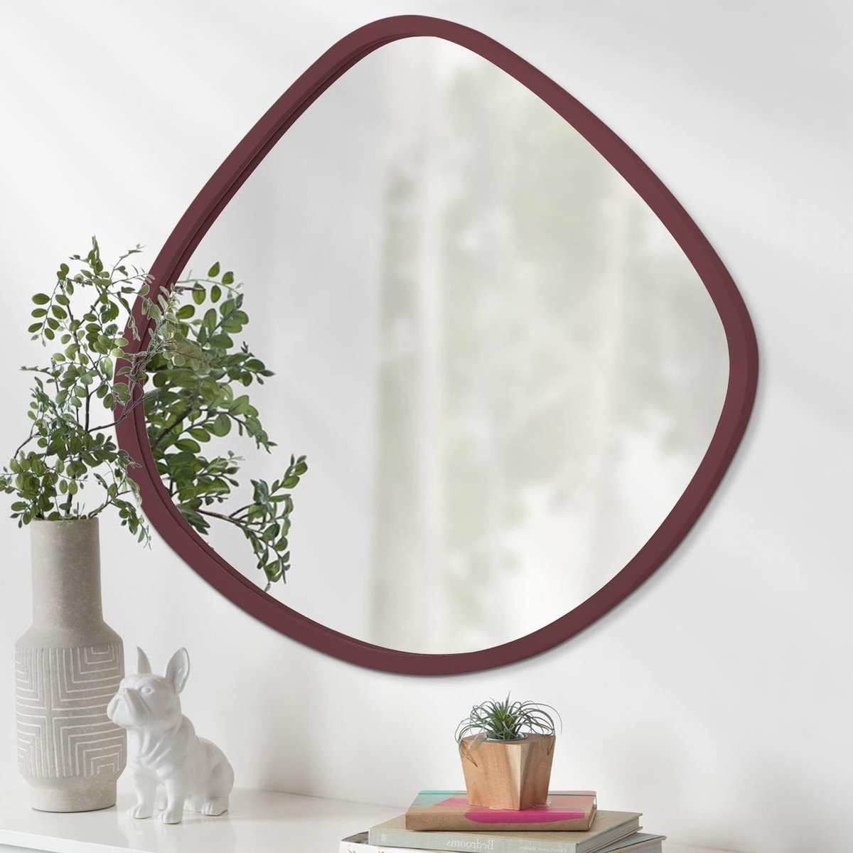 Unieke Irreguliere Wanddecoratie Spiegel voor Eetkamer en Koffiekamer, Modern en Esthetisch, 20"x19", Bruin, Decoratieve Spiegel voor Thuis