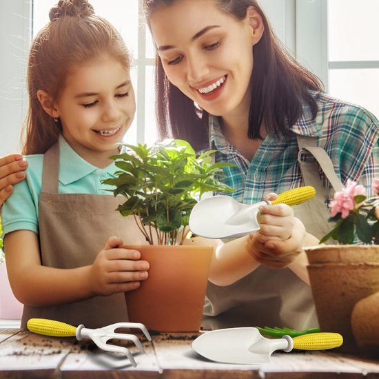 Tuinset voor kinderen - Inclusief 3 minischepjes - Maïsvormig handvat - Kan gebruikt worden als speelgoed om te planten - Geschikt voor kinderen en beginners - Te gebruiken in tuinen, op terrassen en gazons van Merkloos	 — afbeelding 5