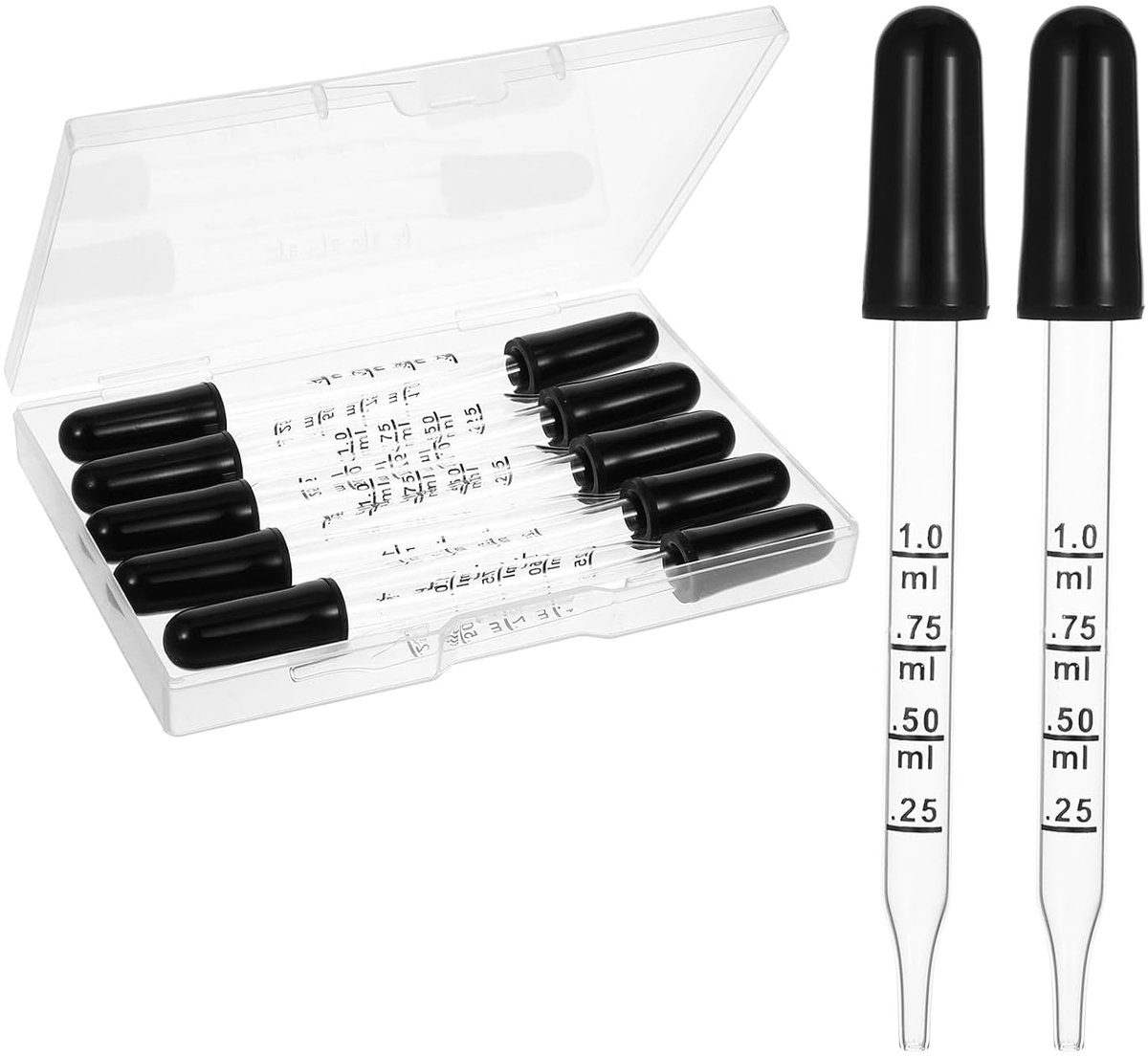 10 stuks glazen pipet, 1 ml, siliconen vloeibare druppelaar, glazen pipet, druppelaar met 