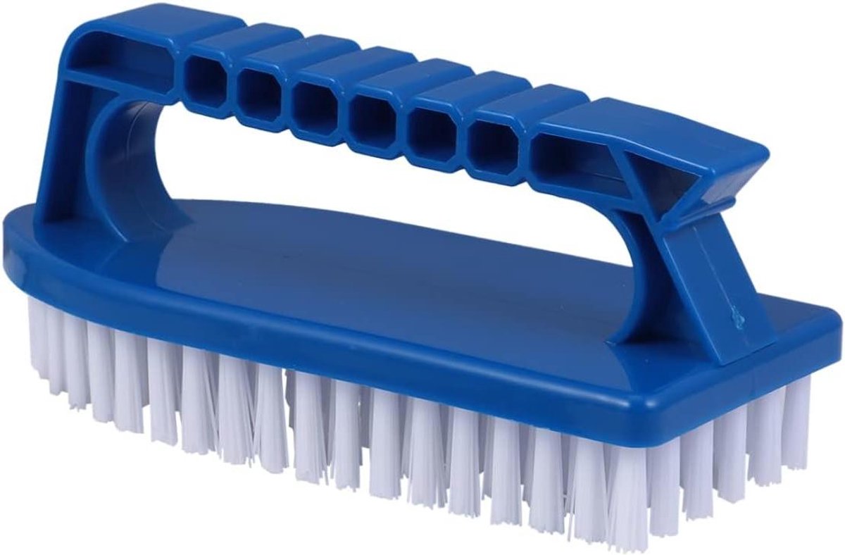 Reinigingsborstel - Handborstel - Badkamer Schoonmaken - Ergonomische Handgreep - 14 cm - Blauw