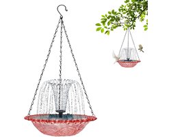 Vogelfontein op zonne-energie - Drinkfontein vogelbad - Vogels voeren en baden - Zelfdragende energieomzetting - 480 gr - Roze