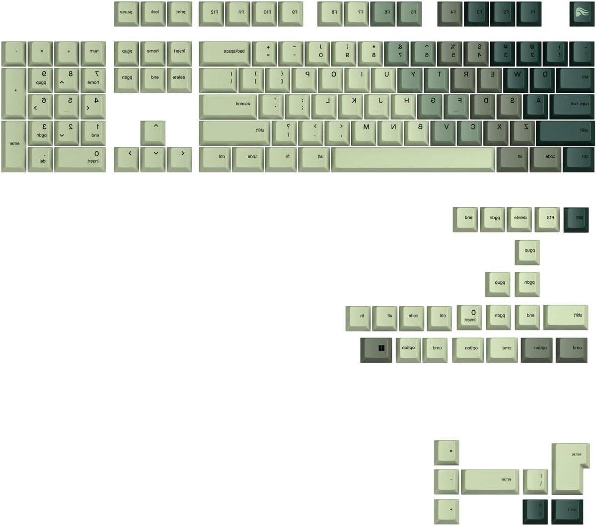 Toetsenbord Keycaps - PBT Set - Mechanisch Gamingset - Gradient Design - 135 Stuks - Groen